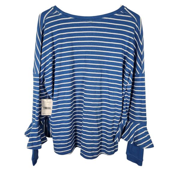 Free People We The Free‎ Striped Relaxed Top S Nautical Beach Coastal Boho - Picture 2 of 8